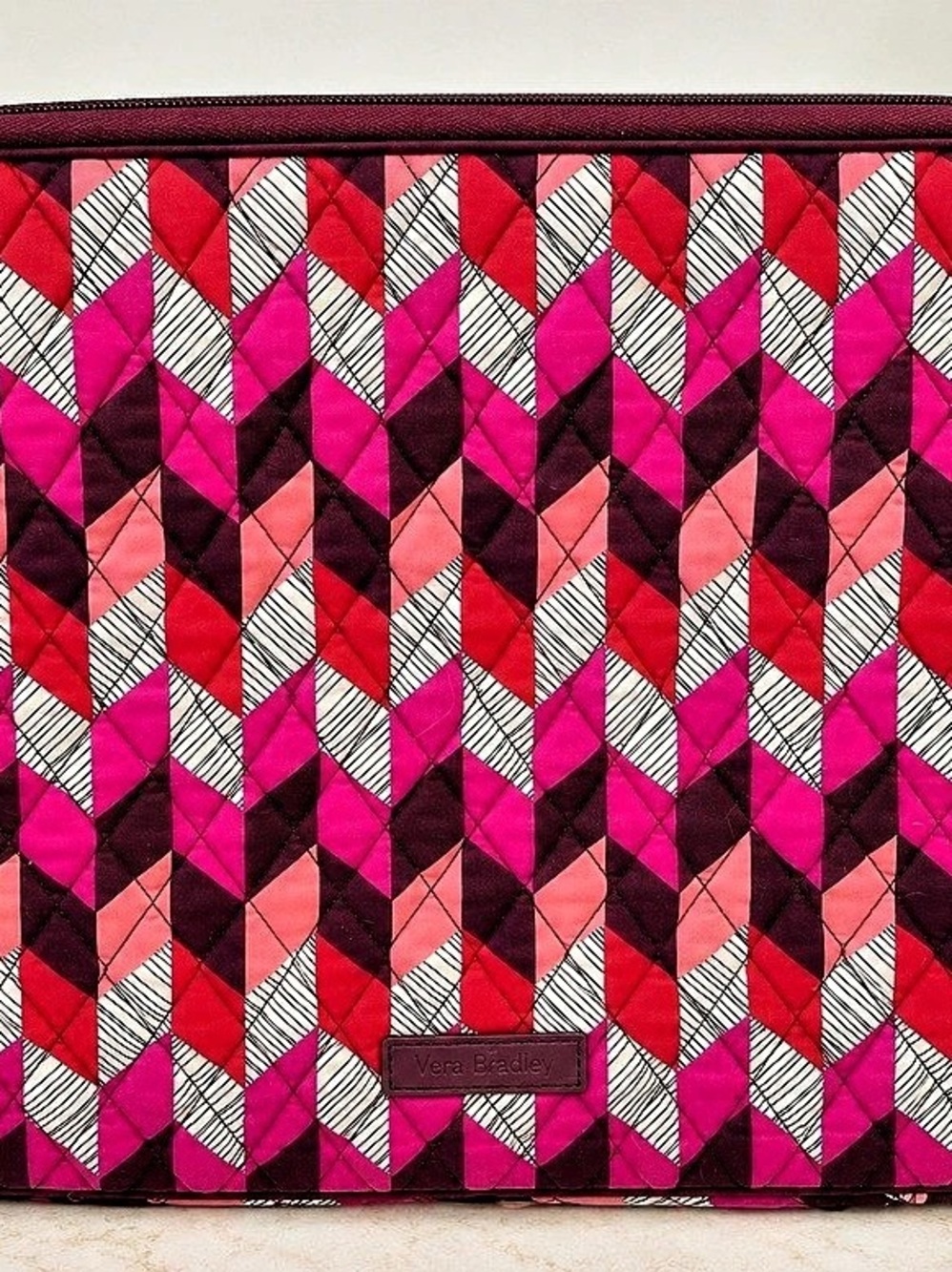 RETIRED Vera Bradley Quilted Cotton Laptop Sleeve Bag Tech Case Pink Magenta